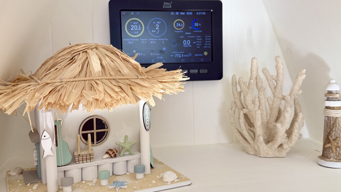 Display der Wetterstation Dahme Haus Holiday